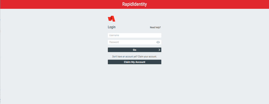 RapidIdentity Log-in Screen