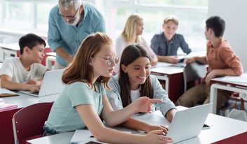 K-12 female students in classroom