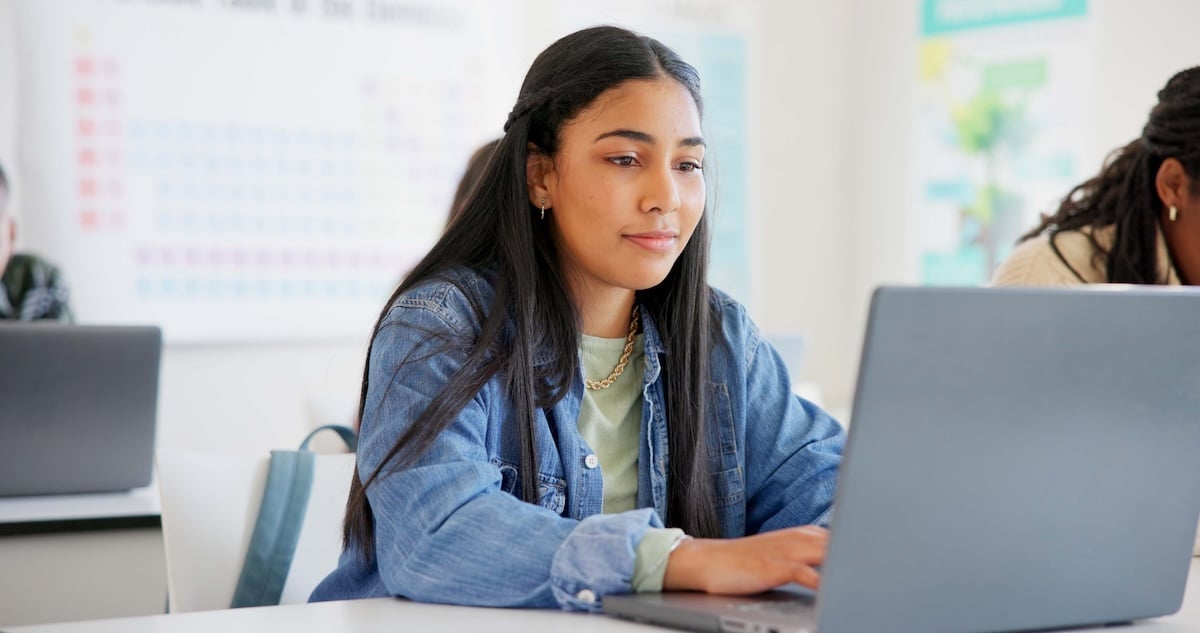 Older female student on laptop